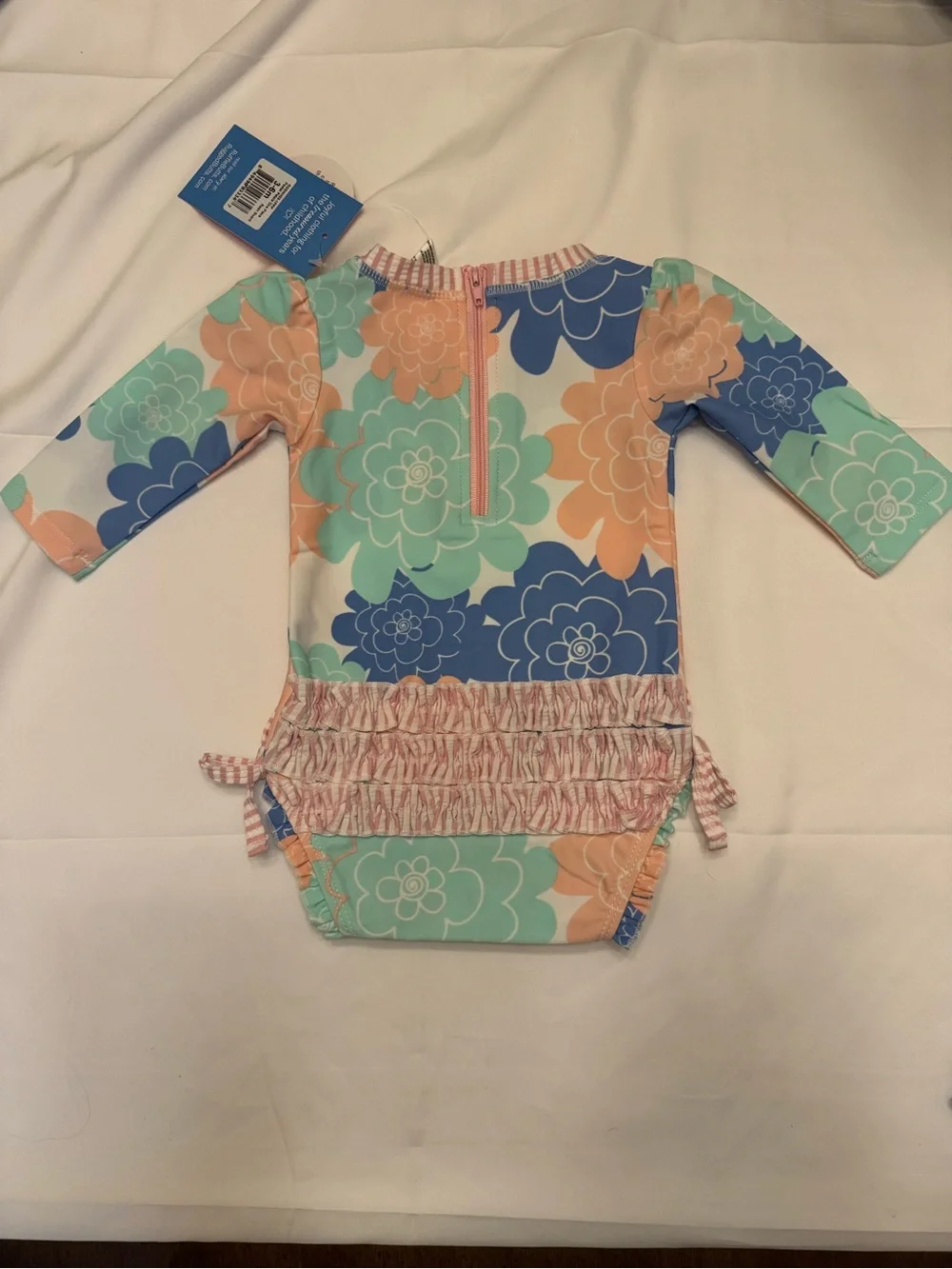 RuffleButts Long Sleeve Floral One-Piece Swimsuit NWT